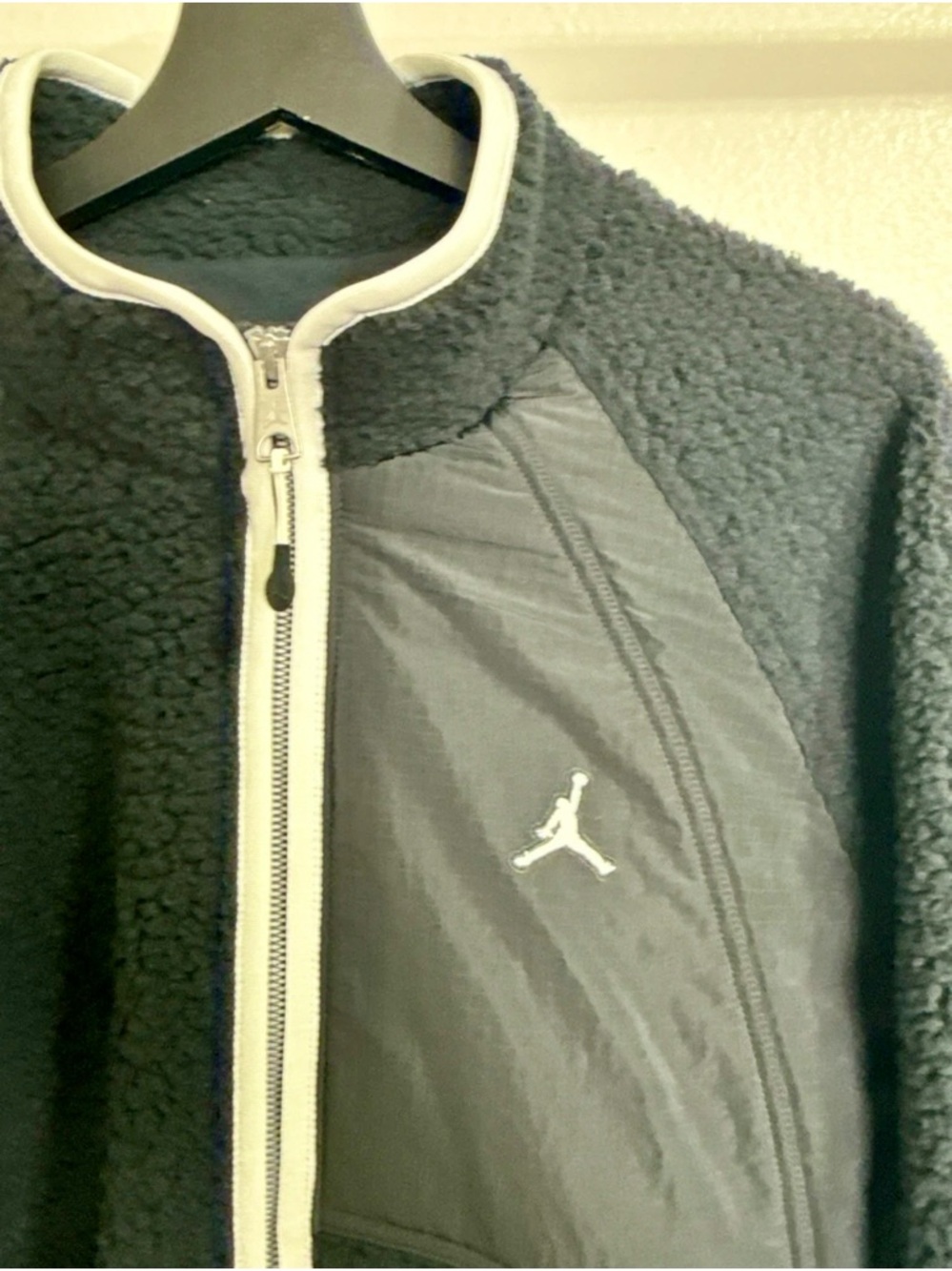 Jordan Black Sherpa Jacket with White Trim - Picture 5 of 6